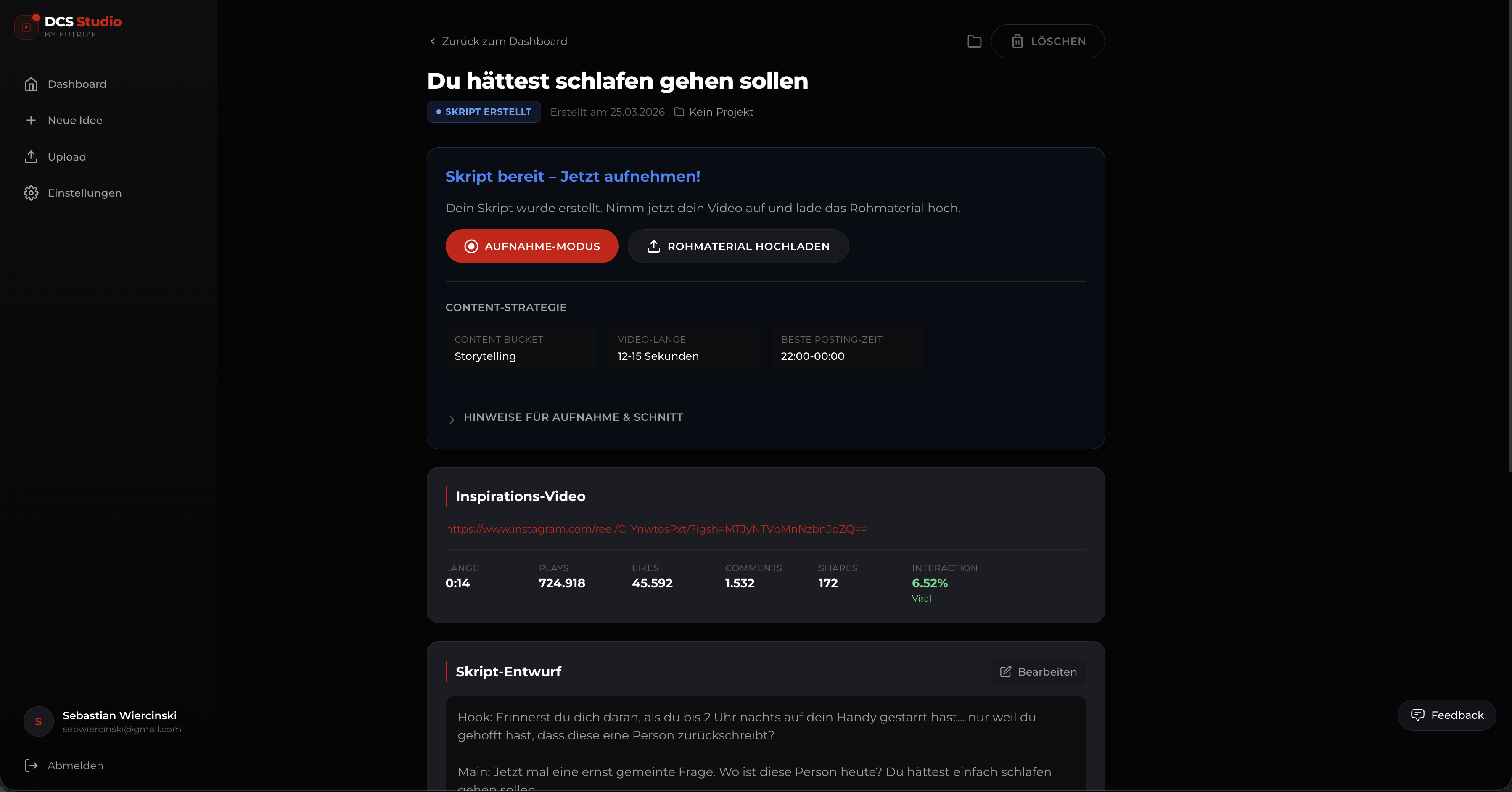 DCS Studio Skript-Ansicht