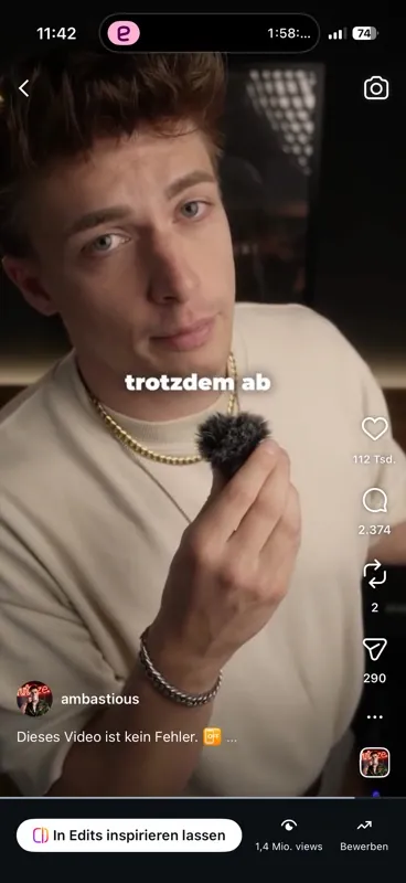 Video aus dem Account @ambastious mit 1,4 Mio. Aufrufen